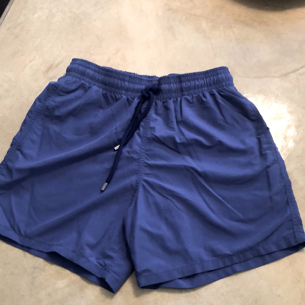Vilebrequin swim trunks, blue, front pockets and rear Velcro pocket sz M